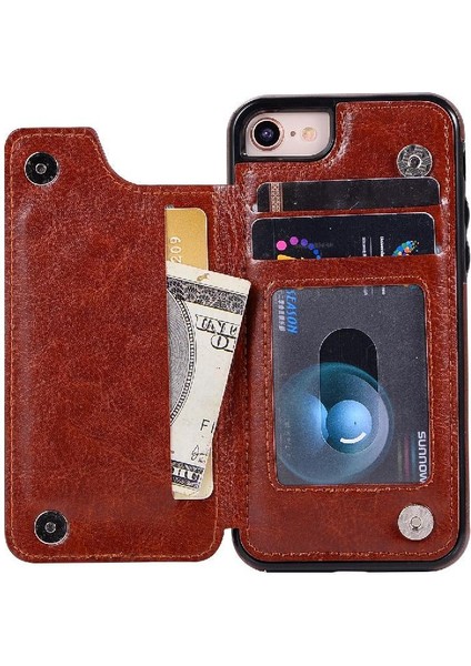 Cüzdan Kılıf IPhone 7/8/kickstand Kickstand Kart Yuvaları Pu Deri Kart ile (Yurt Dışından) indirimleri