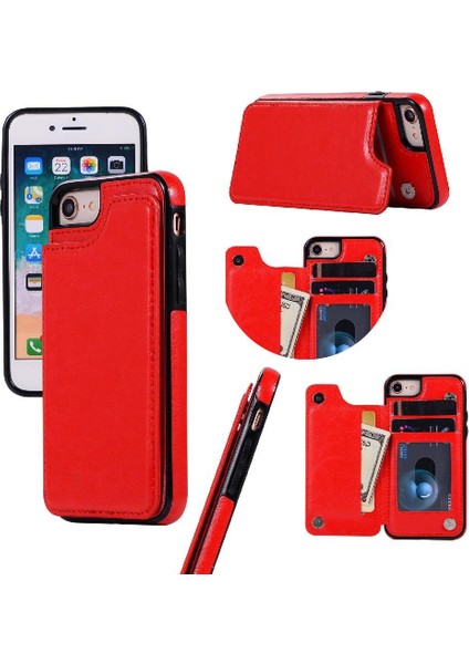 Cüzdan Kılıf IPhone 6/6s Çift Manyetik Toka Pu Deri Kart Yuvaları (Yurt Dışından)