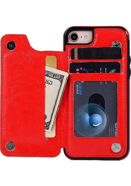 Cüzdan Kılıf IPhone 6/6s Çift Manyetik Toka Pu Deri Kart Yuvaları (Yurt Dışından) modelleri