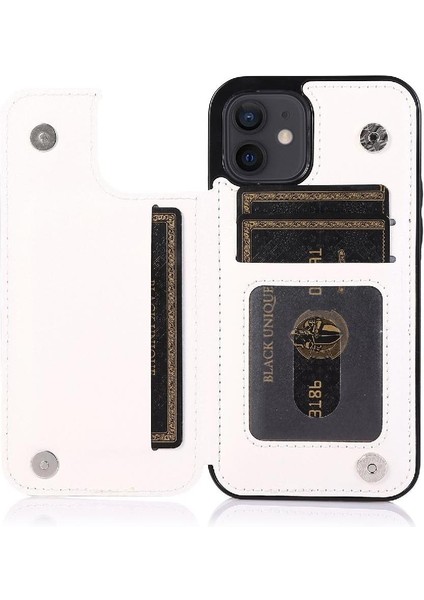 Kart Tutucu Çift Manyetik ile IPhone 12 Mini Kickstand Için Cüzdan Kılıf (Yurt Dışından) modelleri