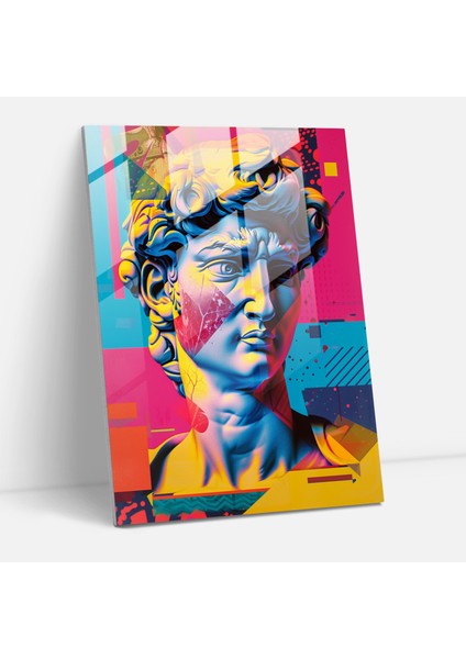 Neon Neoklasik Cam Duvar Sanatı - Klasisizm+Popart, Neoklasik Heykel, Ev Dekorasyonu, Cam Sanatı, 30X45