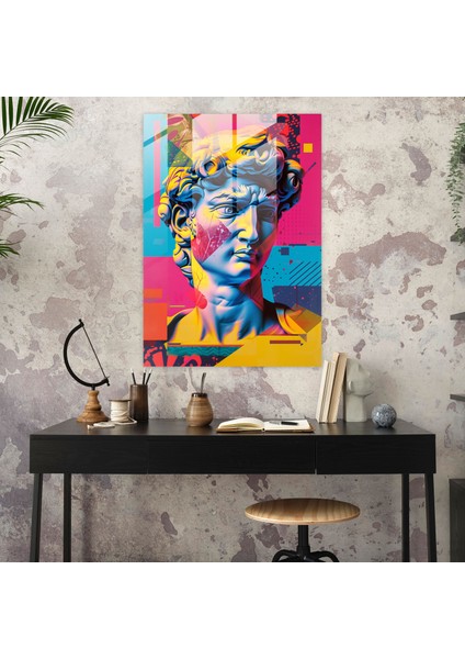 Neon Neoklasik Cam Duvar Sanatı - Klasisizm+Popart, Neoklasik Heykel, Ev Dekorasyonu, Cam Sanatı, 30X45 fiyatları