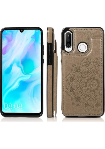 Huawei P30 Lite Flip Darbeye Dayanıklı Desen Için Kart Tutucu Kılıf ile Cüzdan (Yurt Dışından)