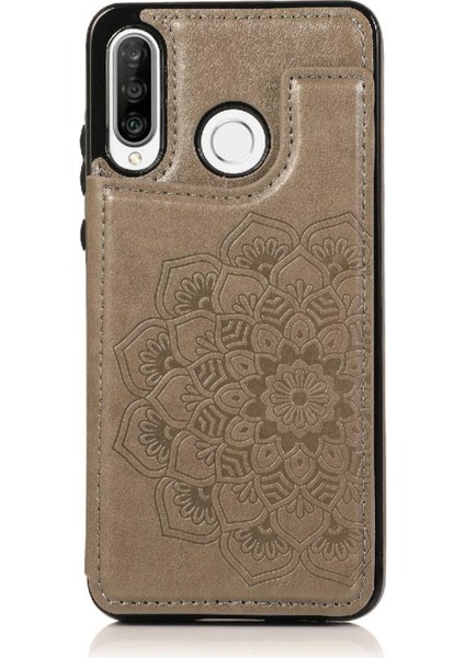 Huawei P30 Lite Flip Darbeye Dayanıklı Desen Için Kart Tutucu Kılıf ile Cüzdan (Yurt Dışından)