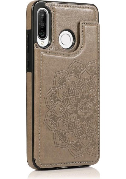 Huawei P30 Lite Flip Darbeye Dayanıklı Desen Için Kart Tutucu Kılıf ile Cüzdan (Yurt Dışından)