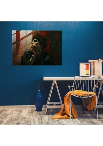 Caravaggio Tarzı Duvar Dekorasyonu - Tefekkür Halindeki Figür - Caravaggio, Duvar Dekorasyonu, Cam Sanatı, Canlı Renkler, 90 x 60 cm