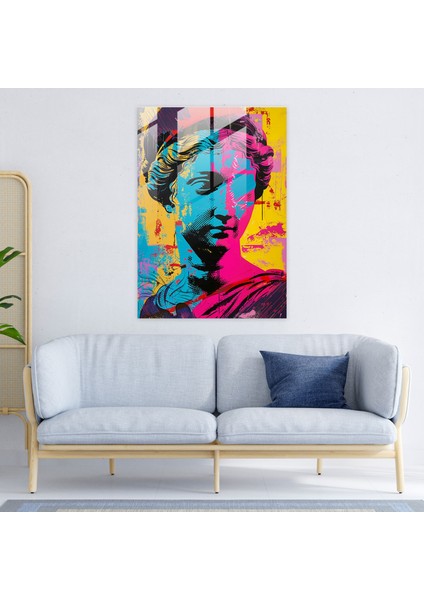 Rönesans Pop Art Cam Baskı - Klasisizm+Popart, Klasisizm ile Pop Art Stilini Birleştirmek, Modern Sanat, Ev Dekorasyonu, 30 x 45 cm