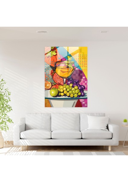 Komik Natürmort Cam Duvar Sanatı - Klasisizm+Popart, Modern Sanat, Cam Baskı, Duvar Süslemesi, 30 x 45 cm fiyatları