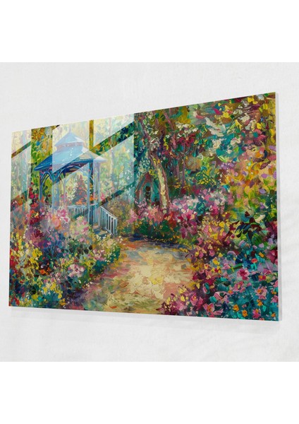 Claude Monet Renkli Bahçe Cam Duvar Tablosu - Claude Monet, Modern Sanat, Cam Baskı, Claude Monet, 45 x 30 cm