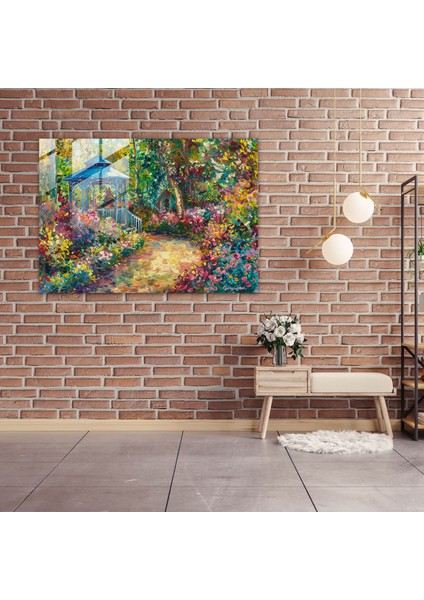 Claude Monet Renkli Bahçe Cam Duvar Tablosu - Claude Monet, Modern Sanat, Cam Baskı, Claude Monet, 45 x 30 cm modelleri