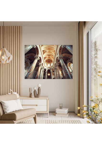 Romanesk Katedral Içi Kanvas Tablo - Klasisizm, Romanesk Mimari, Duvar Sanatı, Klasisizm, 50 x 30 cm