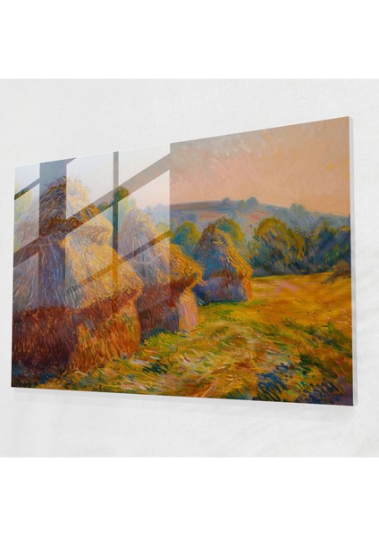 Claude Monet Duvar Dekorasyonu - Saman Yığını Üzerinde Altın Işık Tablosu - Claude Monet, Claude Monet, Ev Dekorasyonu, Modern Sanat, 45 x 30 cm