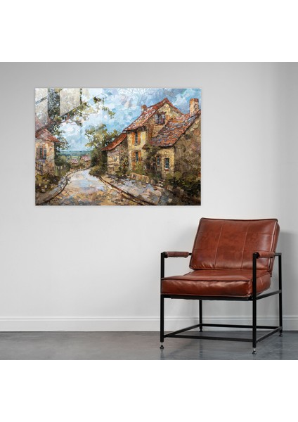 Claude Monet Büyüleyici Fransız Köyü Cam Sanatı - Claude Monet, Cam Sanatı, Cam Baskı, Duvar Süslemesi, 45 x 30 cm modelleri
