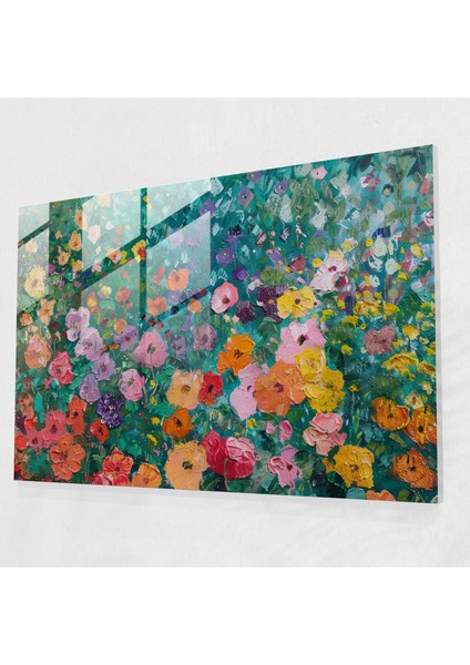 Claude Monet Çiçek Bahçesi Cam Baskı - Claude Monet, Ev Dekorasyonu, Çiçek Bahçesi, Claude Monet, 45 x 30 cm