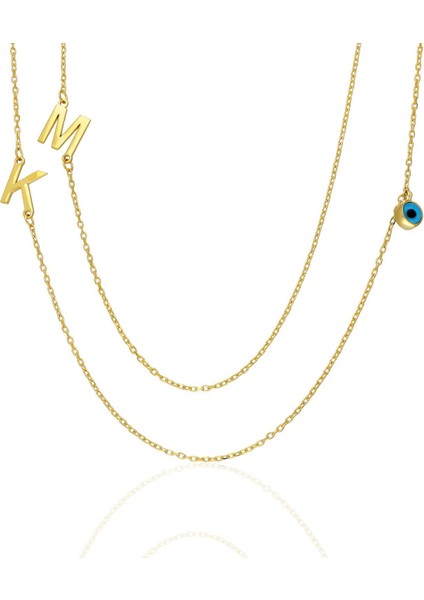 2 Harfli Nazarlı Inci Kolye