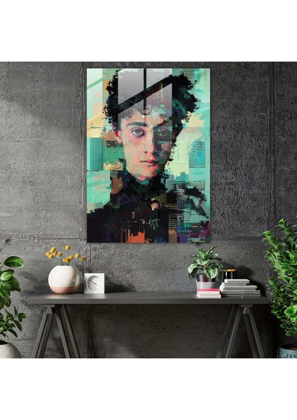 Pikselli Viktorya Dönemi Cam Baskı - Klasisizm+Popart, Klasisizm ile Pop Art'ı Birleştir, Cam Duvar Sanatı, Modern Sanat, 30 x 45 cm
