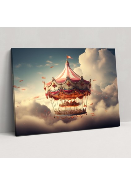 Ethereal Circus Carousel Duvar Tablosu - Sirk, Sirk Duvar Dekorasyonu, Kanvas Tablo, Sirk Kanvas Tablo, 50 x 30 cm