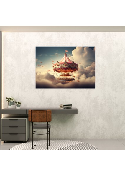 Ethereal Circus Carousel Duvar Tablosu - Sirk, Sirk Duvar Dekorasyonu, Kanvas Tablo, Sirk Kanvas Tablo, 50 x 30 cm
