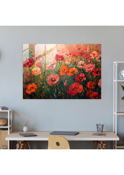 Claude Monet Gelincik Tarlası Cam Duvar Sanatı - Claude Monet, Cam Sanatı, Ev Dekorasyonu, Claude Monet, 45 x 30 cm fiyatları