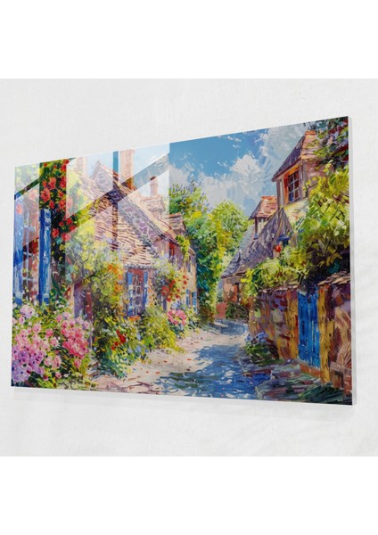 Claude Monet Köyü Sahne Duvar Dekorasyonu - Claude Monet, Claude Monet, Cam Sanatı, Duvar Dekorasyonu, 45 x 30 cm