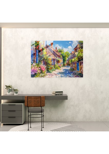 Claude Monet Köyü Sahne Duvar Dekorasyonu - Claude Monet, Claude Monet, Cam Sanatı, Duvar Dekorasyonu, 45 x 30 cm fiyatları