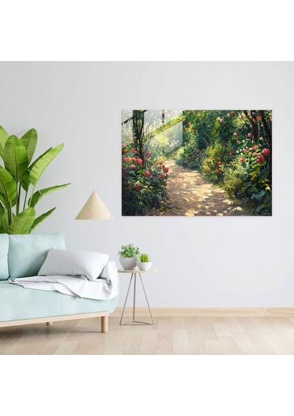 Claude Monet Cam Baskı - Bahçe Yolu - Claude Monet, Claude Monet, Cam Sanatı, Ev Dekorasyonu, 45 x 30 cm fiyatları