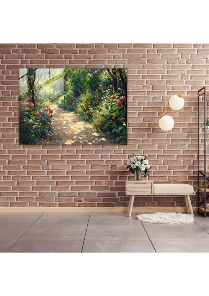 Claude Monet Cam Baskı - Bahçe Yolu - Claude Monet, Claude Monet, Cam Sanatı, Ev Dekorasyonu, 45 x 30 cm modelleri