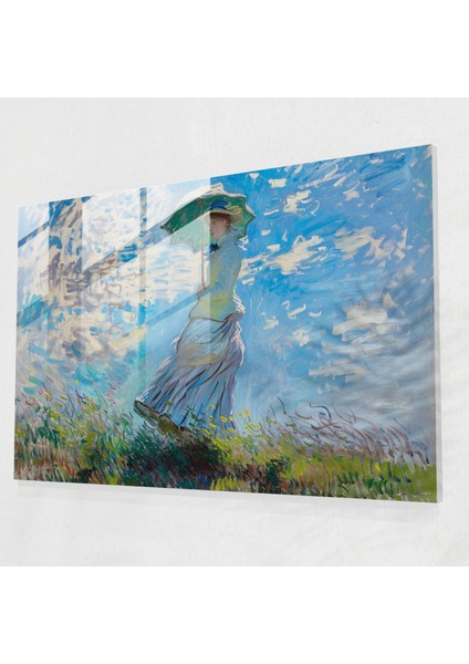 Şemsiyeli Kadın Claude Monet Modern Sanat - Claude Monet, Cam Sanatı, Claude Monet, Duvar Süslemesi, 45 x 30 cm