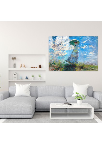 Şemsiyeli Kadın Claude Monet Modern Sanat - Claude Monet, Cam Sanatı, Claude Monet, Duvar Süslemesi, 45 x 30 cm fiyatları