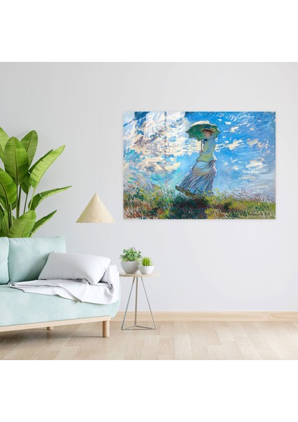 Şemsiyeli Kadın Claude Monet Modern Sanat - Claude Monet, Cam Sanatı, Claude Monet, Duvar Süslemesi, 45 x 30 cm modelleri