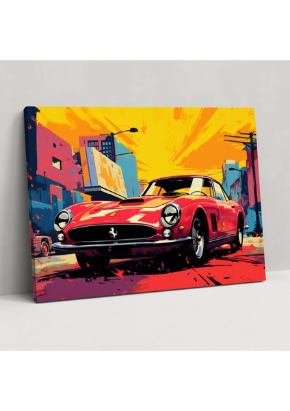 Ferrari Retro Kanvas Tablo - Ferrari, Kanvas Tablo, Kanvas Tablo, Retro Pop Art, 50 x 30 cm