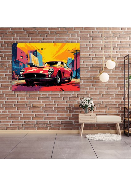 Ferrari Retro Kanvas Tablo - Ferrari, Kanvas Tablo, Kanvas Tablo, Retro Pop Art, 50 x 30 cm fiyatları