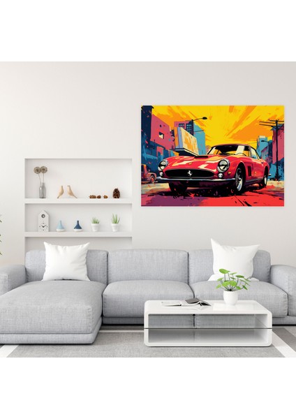 Ferrari Retro Kanvas Tablo - Ferrari, Kanvas Tablo, Kanvas Tablo, Retro Pop Art, 50 x 30 cm modelleri