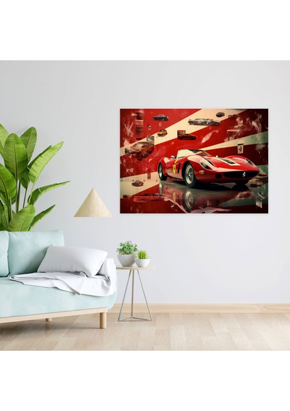 Ferrari Collage Kanvas Tablo - Ferrari, Ikonik Ferrari Görüntülerinden Kolaj, Kanvas Tablo, Zamansız Tasarım, 50 x 30 cm fiyatları