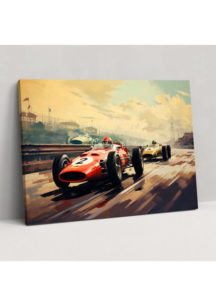 Formula 1 Duvar Tablosu - Retro Vintage Kanvas Tablo - Formula 1, Formula 1, Kanvas Tablo, 50 x 30 cm