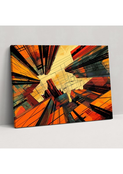 Fovizm Sanat Tarzı Duvar Sanatı - Fovizm, Duvar Sanatı, Soyut Şehir Manzarası, Fovizm Sanat Tarzı, 50 x 30 cm