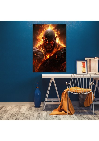 God Of War Kanvas Tablo - God Of War, Yoğunluk, Yıkıcı Saldırı, Ev Dekorasyonu, 30 x 50 cm modelleri