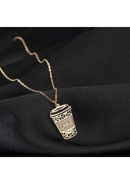 925 Ayar Gümüş Filtre Kahve Bardağı Isim Kolye Özel Tasarım