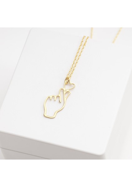 925 Ayar Gümüş Kore Parmak Kalp Seni Seviyorum Kolye Özel Tasarım modelleri