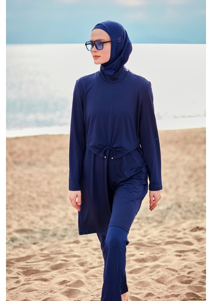 Likralı Lacivert Tam Kapalı Tesettür Mayo M2462 fırsatları