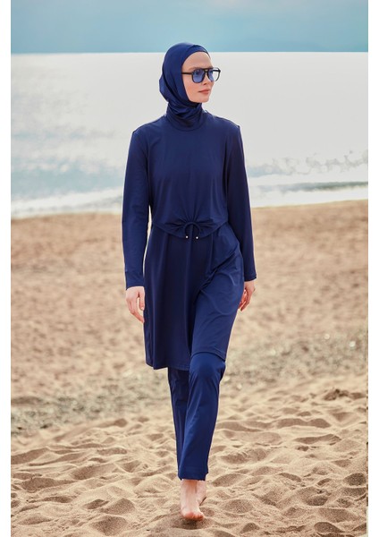 Likralı Lacivert Tam Kapalı Tesettür Mayo M2462 indirimleri