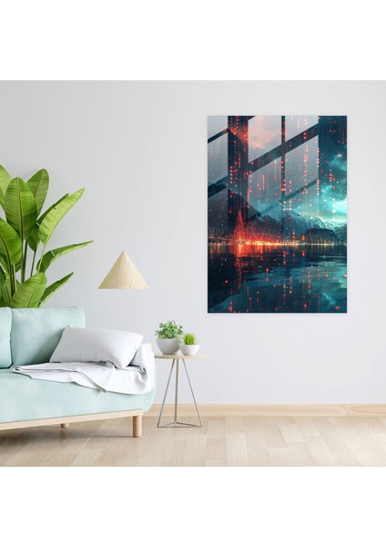 Fütürizm Sanat Tarzı Modern Sanat - Fütürizm, Cam Baskı, Veri Akışları, Ev Dekorasyonu, 30 x 45 cm
