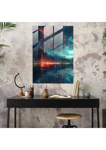 Fütürizm Sanat Tarzı Modern Sanat - Fütürizm, Cam Baskı, Veri Akışları, Ev Dekorasyonu, 30 x 45 cm