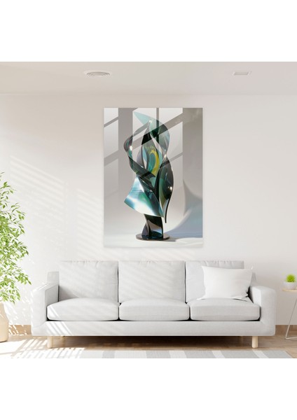 Fütürizm Cam Sanatı - Metalik Tonlarla Şık ve Minimalist Tasarım - Fütürizm, Cam Sanatı, Ev Dekorasyonu, Duvar Dekorasyonu, 30 x 45 cm