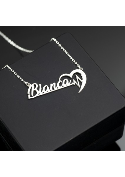 925 Ayar Gümüş Kalpli Isim Kolye Özel Tasarım