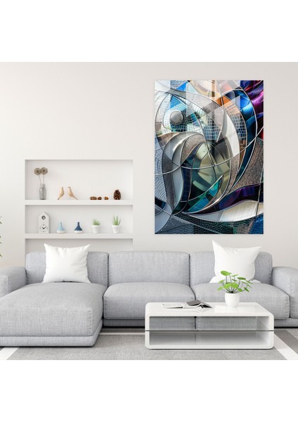 Fütürizm Sanat Tarzı Cam Duvar Sanatı - Techno Desenler - Fütürizm, Cam Baskı, Duvar Dekorasyonu, Desenler, 60 x 90 cm