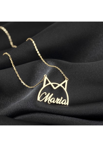 925 Ayar Gümüş Kedi Figürlü Isim Kolye Özel Tasarım fiyatları