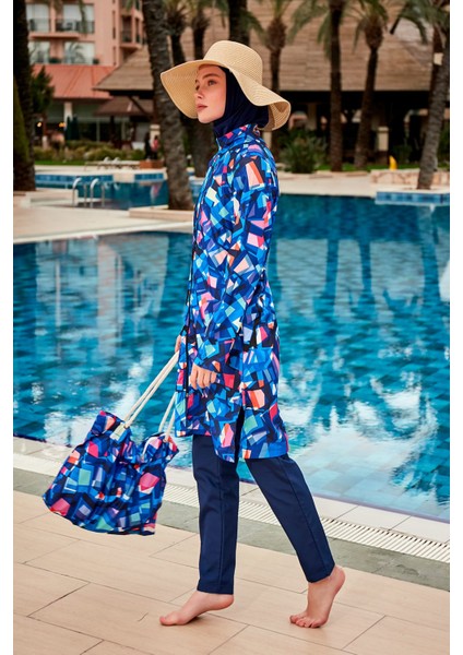 Desenli Tam Kapalı Tesettür Mayo R2405 modelleri