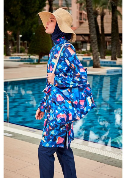 Desenli Tam Kapalı Tesettür Mayo R2405 fırsatları