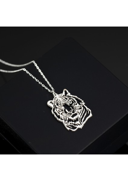 925 Ayar Gümüş Kaplan Figürlü Kolye Özel Tasarım